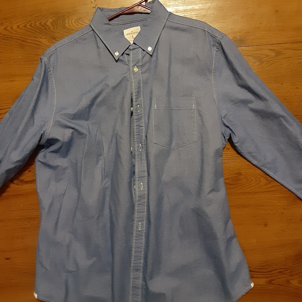 Modern Oxford Casual Button Down Blue Grey L